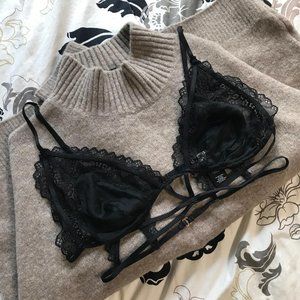 For Love & Lemons Karina Black Lace Strappy Bra